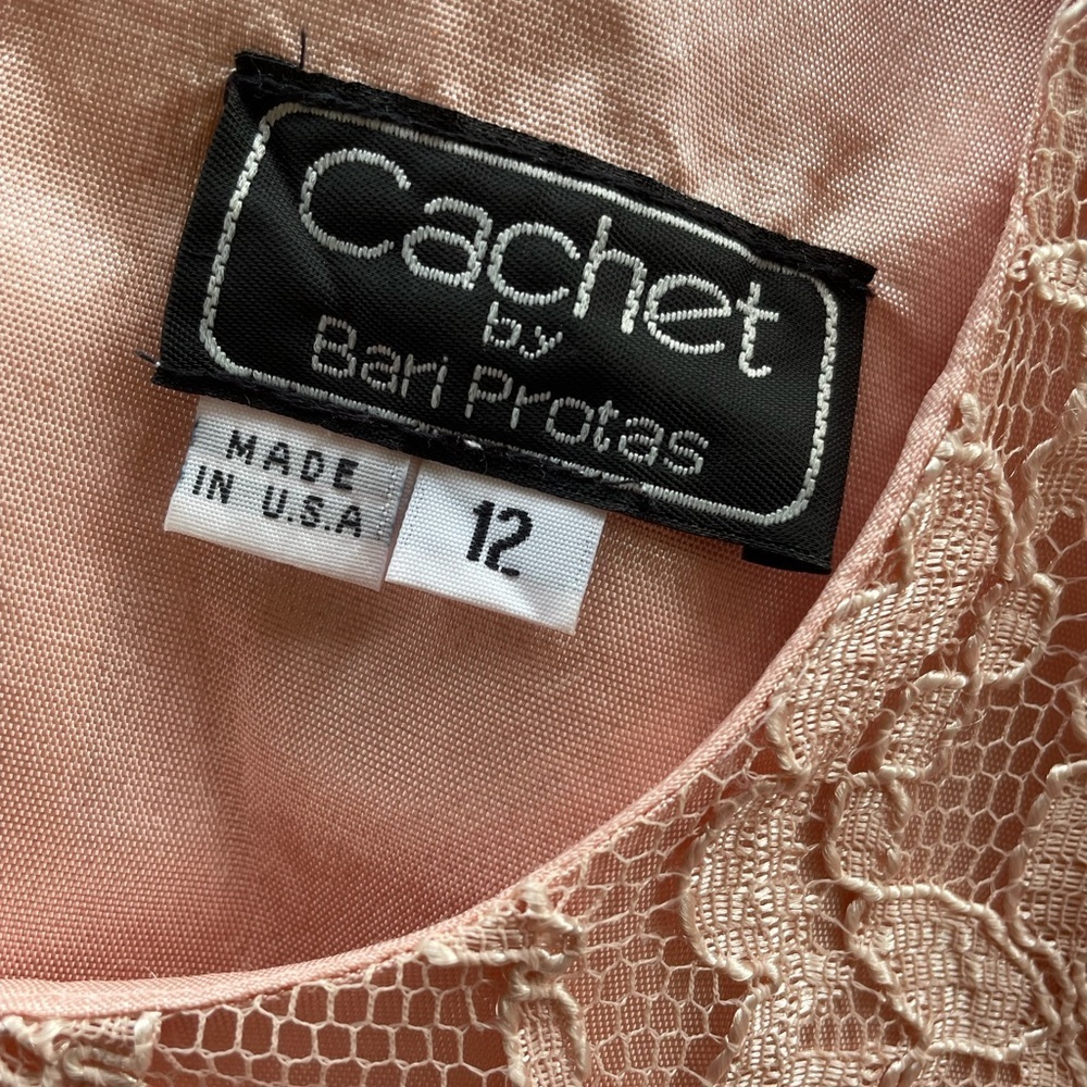 Cache by Bari Protas Lace Blouse Top Pink Size 12 VTG - Picture 5 of 5